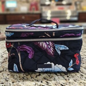 Vera Bradley Mayfair Cosmetic Bag Floral Navy Blue